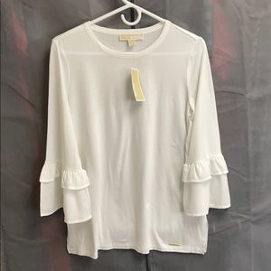 Michael Kors white bell sleeve blouse